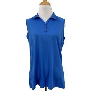 Sport Haley Polo Shirt Womens M Medium Astral Blue Sleeveless Performance Golf